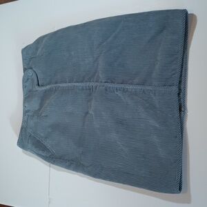 Deer and Flyer Blue High Waisted Corduroy Midi Skirt A23